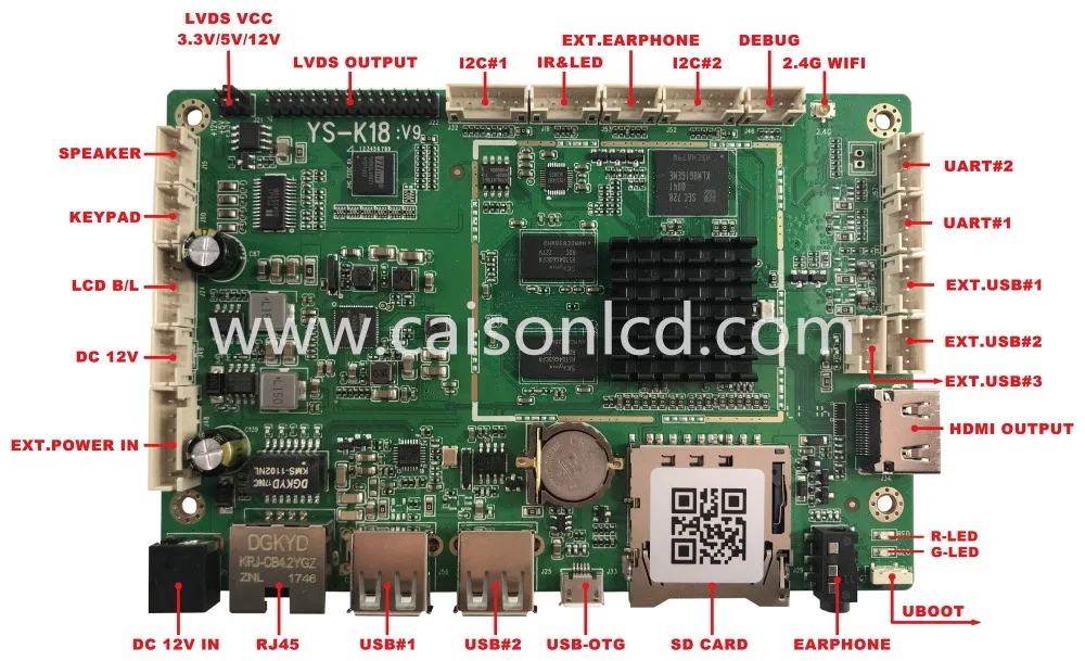  K18 Android board Support Android OS 5.1.1 with Rockchip RK3368 CPU which is Octa-Core and 1.5GHz