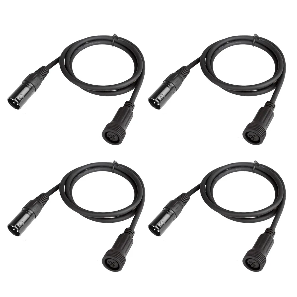 TSSS 4 Pack 3.2ft Waterproof LED Par DMX512 Cable Outdoor Lighting DMX Extension Cablein Stage