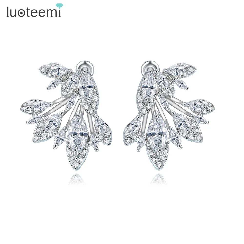 

LUOTEEMI High Quality New Elegant Jewelry Micro Inlay Shining Marquise CZ Zircon Earrings For Women Christmas Jewelry Bijoux