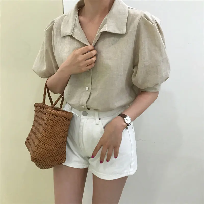 HziriP Hong Kong Style Chic Удобные Свободные Простые повседневные рубашки с короткими