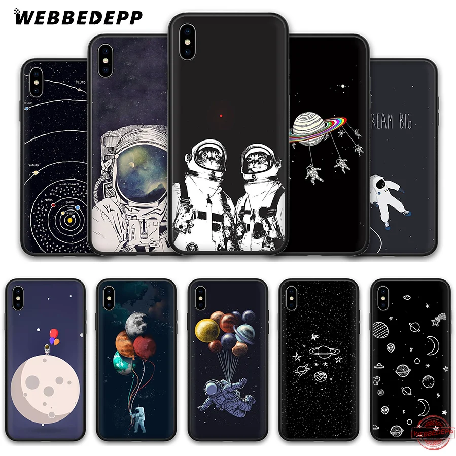 WEBBEDEPP Astronaut Space Outer Soft Silicone Case for iPhone 8 7 6S 6 Plus 11 Pro XS Max XR X 5 5S SE Back Shell | Мобильные