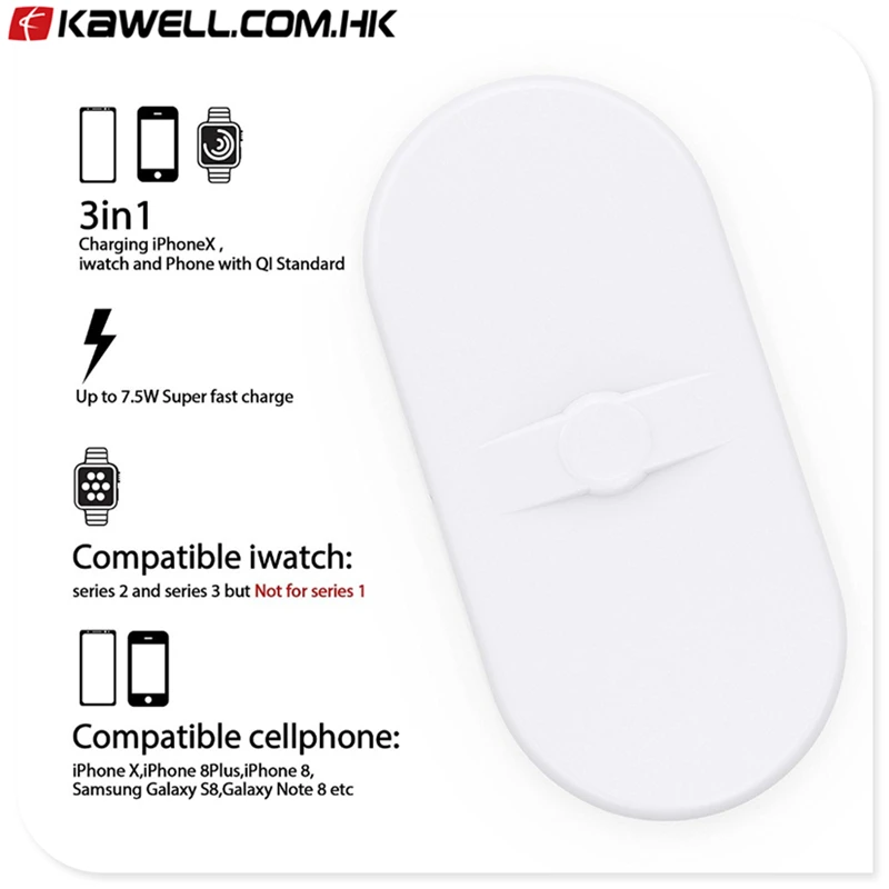 3 in 1 Wireless Charger For iPhone X 8 Plus Fast Charge For Apple Watch 3 Wireless Charger Pad for smart phone