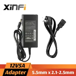 Xinfi 12V5A AC 100 В-240 В адаптер конвертер DC 12 В 5A 5000ma Питание EU/US/ AU 5.5 мм x 2.1-2.5 мм для LED CCTV LED ЖК-дисплей Мониторы