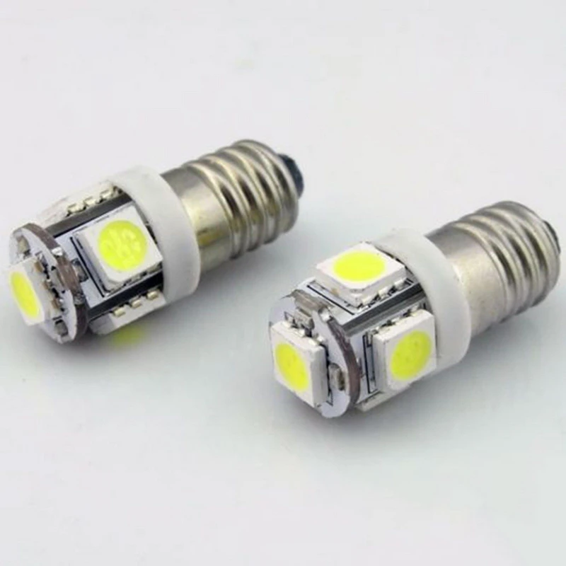 JXLCLYL 1pc 6V E10 5050 5SMD LED Car Width Light License Plate Lamp Warm White