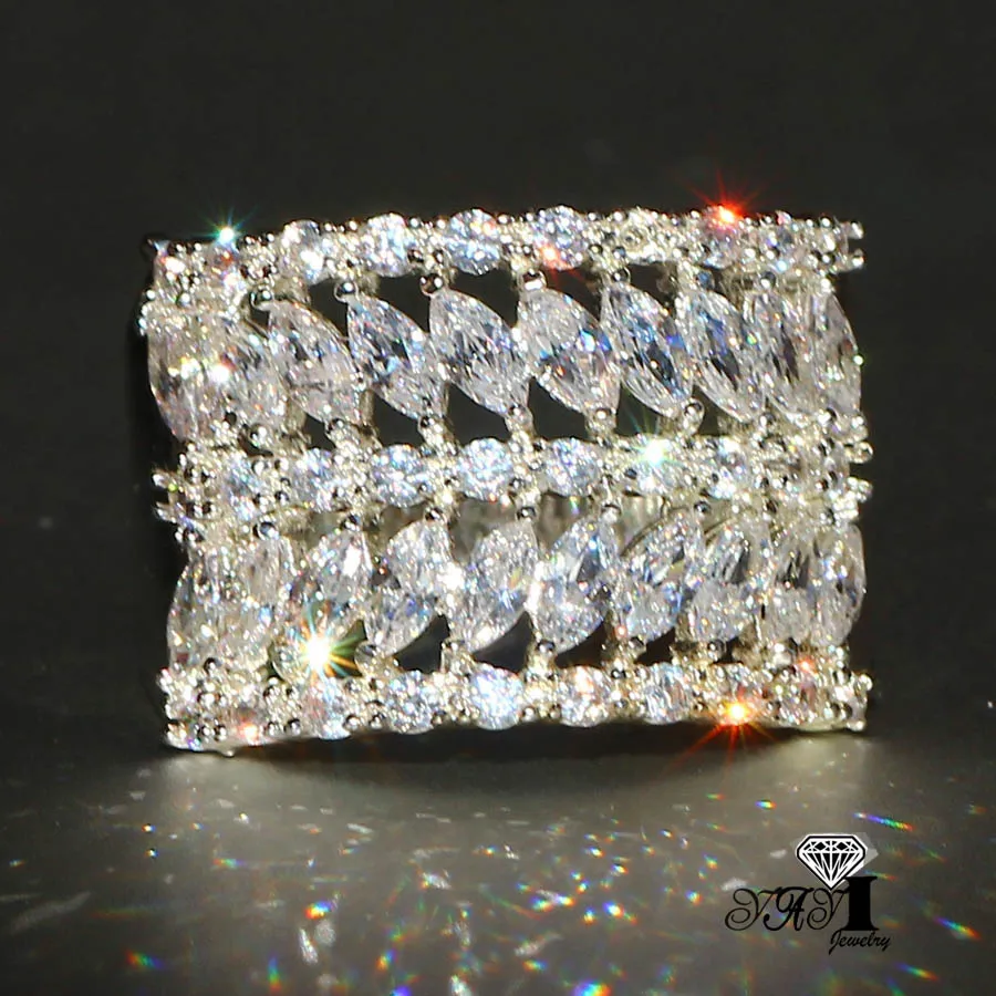 

YaYI Jewelry Fashion Princess Cut 4.5CT White Zircon Silver Color Engagement Rings wedding Rings Party Rings