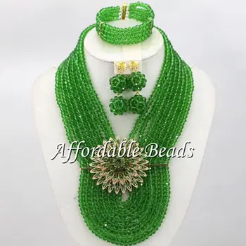 

Grass Green Bridal Costume Jewelry Best Sale African Jewelry Set Beads New Designed Free Shipping ABC058