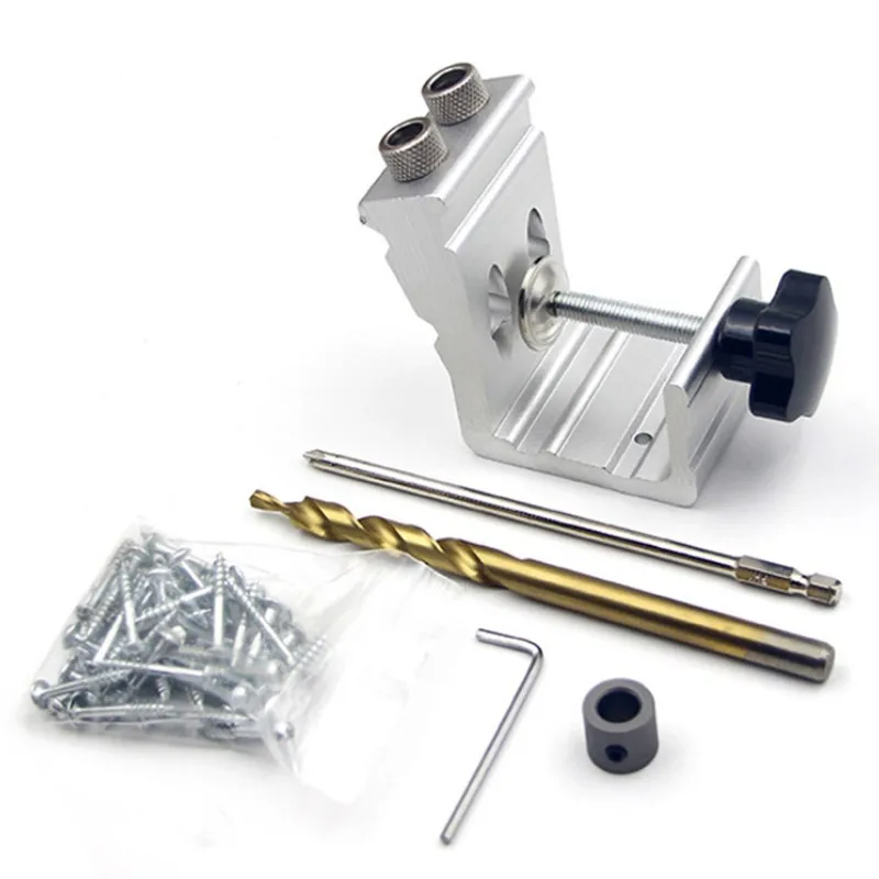 Woodworking Pocket Hole Jig Kit Wood Doweling Jig 9.5mm Angle Drill