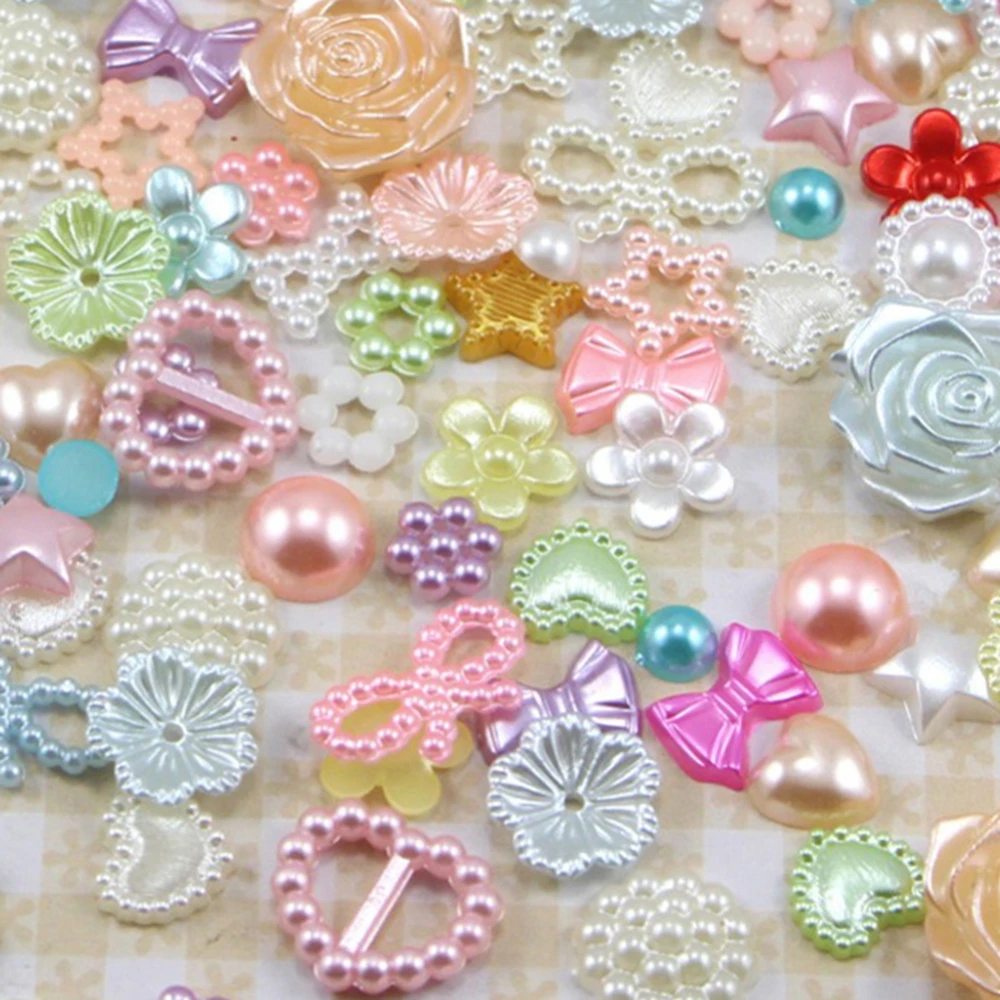 Lucia-crafts-20g-lot-2-14mm-Random-Mixed-Styles-Pearls-Flatback-Scrapbook-Beads-DIY-Nail-Garment