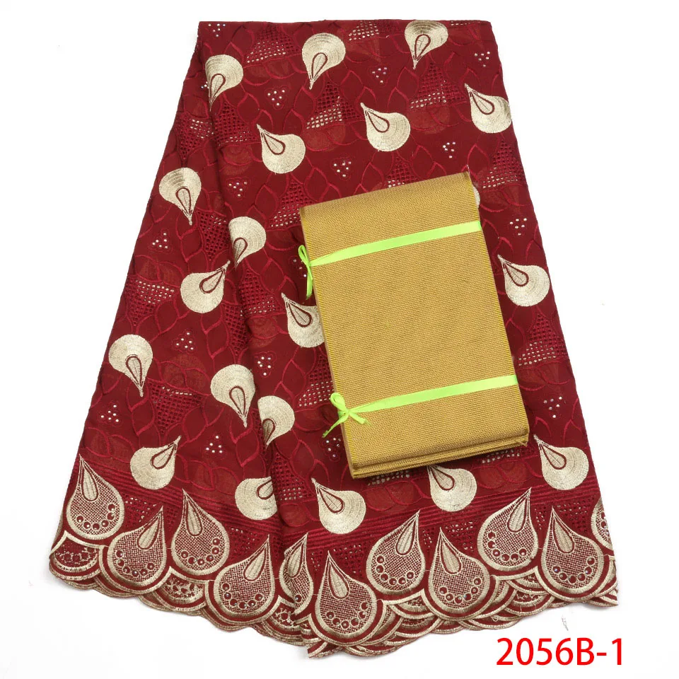 

Nigerian Cotton Fabrics Material African Swiss Voile Lace Bridal Fabric High Quality For Women And Aso Oke Head Tie XZ2056B-1
