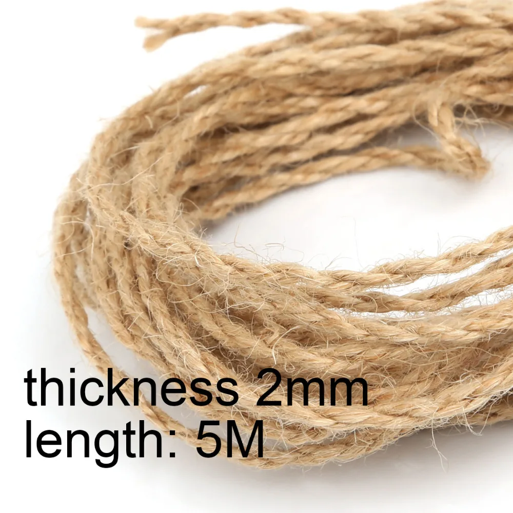 Размер 2-6 мм веревка из мешковины натуральный джут шпагат из мешковины пеньковая веревка упаковка для свадебного подарка Шнуры нить посылка 5-50 м