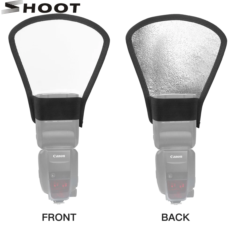 

SHOOT 1pcs 2-in-1 Silver/White Camera Flash Diffuser Reflector Mini Photo Difusor Flash Light for Canon Nilon Sony DSLR Camera