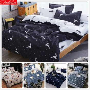 

Cartoon Animal Pattern Quilt Case Fitted Sheet 4pcs Bedding Set Cotton Kid Single Bed Linen 1.2m 1.5m Duvet Cover Full Twin Size