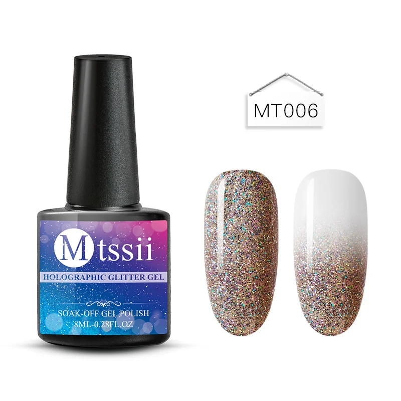 Mtssii 8 мл голографический Блеск УФ-гель для ногтей Platinum лак Радужный красочный мерцающий Маникюр УФ светодиодный лак для ногтей - Цвет: BS02962