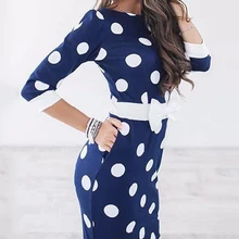 Для женщин Платья для женщин 2017 Bodycon горошек Половина рукава Club Платья для вечеринок Повседневное элегантное платье для работы Vestidos LJ9219X