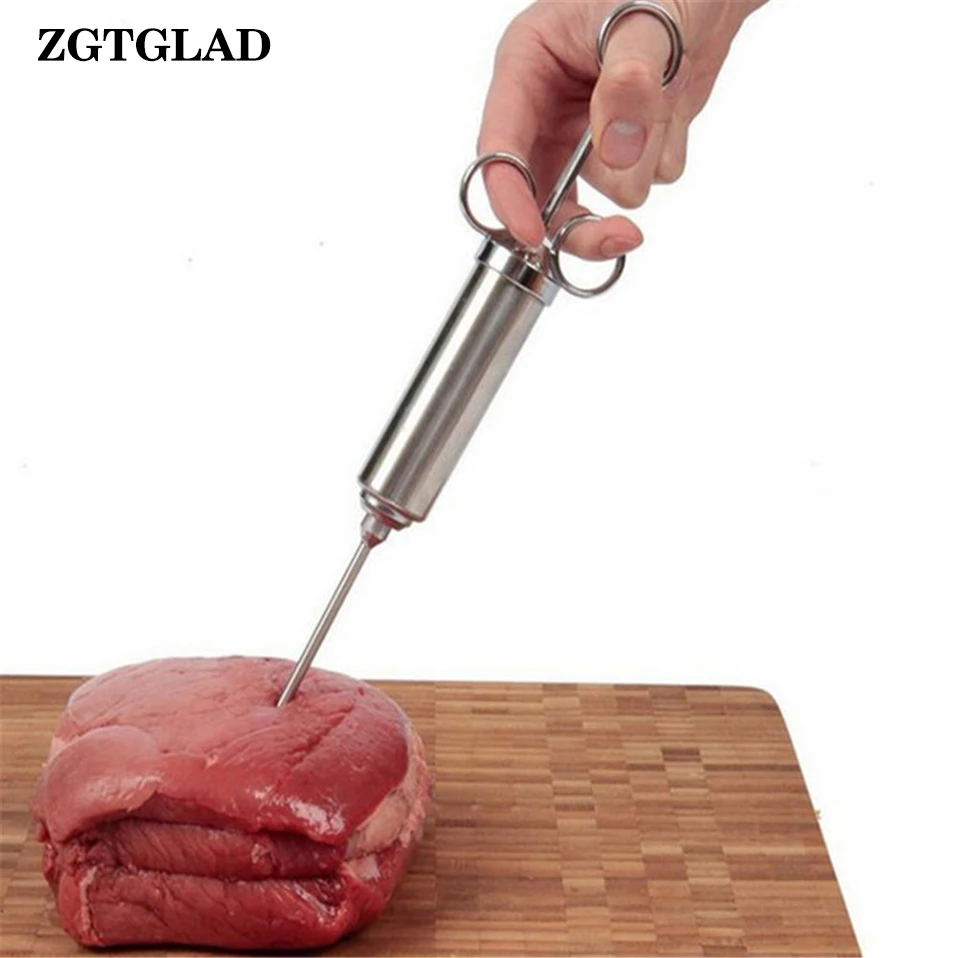 ZGTGLAD 1 Set Stainless Steel Meat Injector Kit with 2 oz Large
