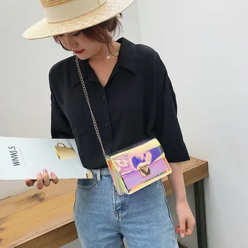 

Summer Transparent Handbag Tide Wild Messenger Bag Jelly Ms. 2019 New Three-dimensional Chain Solid Color Shoulder Bag