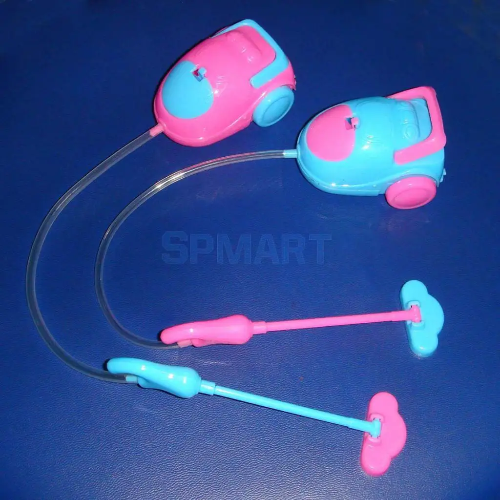 6Pcs Dollhouse Miniature Furnitures Vacuum Cleaner Mop Bucket Cleaning Tools for 1/6 Dolls Accessories Kids Pretend Play Toys