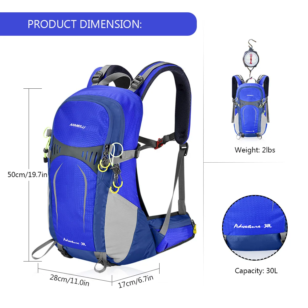 ANMEILU 30L Тактический походный рюкзак с внутренней рамой, водонепроницаемая Спортивная Дорожная сумка для женщин и мужчин, альпинистский рюкзак с дождевиком