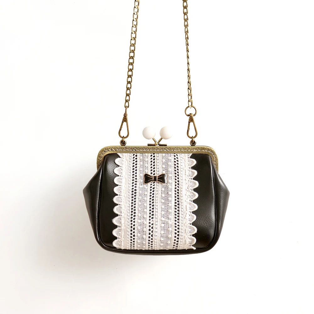 

Ladies Brand Retro Mini Handbag Handmade Shoulder Crossbody Bag Bow Lace Vintage Elegant Women's Clutch Bags Bolsa Feminina