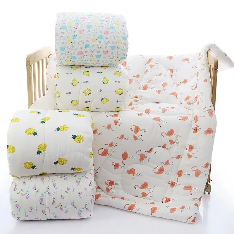 Baby Quilt Muslin Baby Blanket with Filler Colcha Dekbed Baby Bedding Set Crib Kit Cot Swaddle Wrap 90*90cm