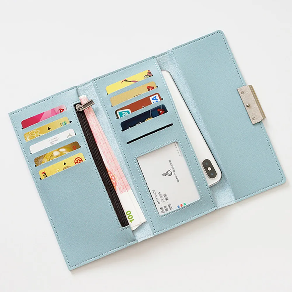 fashion Wallet long Zipper Multi Card Position Leather Coin Purse women Card Holder Leather wallet women casual wallet