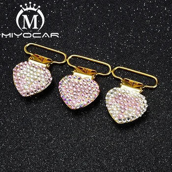 

MIYOCAR special bling crown gold round shape pacifier clip dummy clip pacifier holder handmade SP023