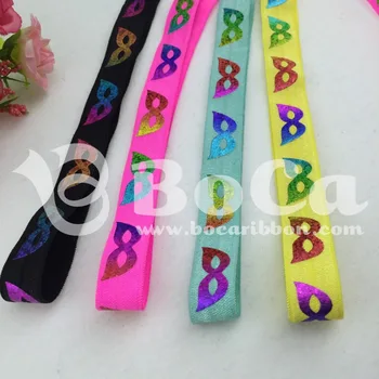 

RAINBOW laser foil Mardi Gras, Carnival, Party, Masks Fold over elastic Ribbon, 100yards/roll FOE Ribbon