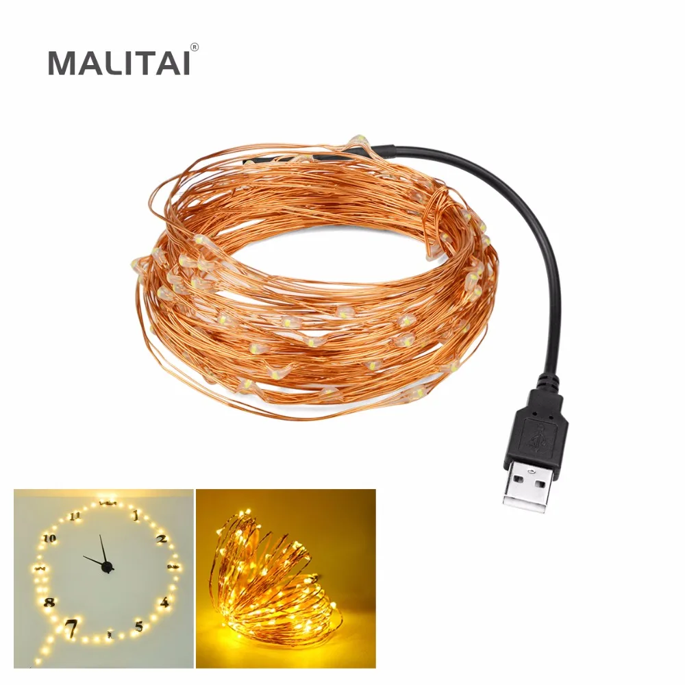 

MALITAI 5M 10M Decoration USB LED Night light 5V Copper Wire String lamp For TV PC Monitor Wedding Chirstmas Party Holiday light