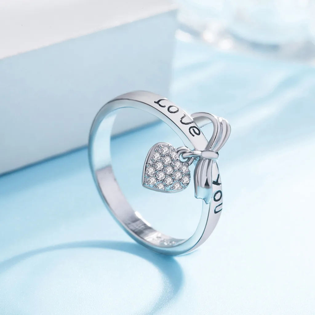 

2019 Fashion Women Love Ring Heart Ring Love Couple Jewelry Zirconium Ring