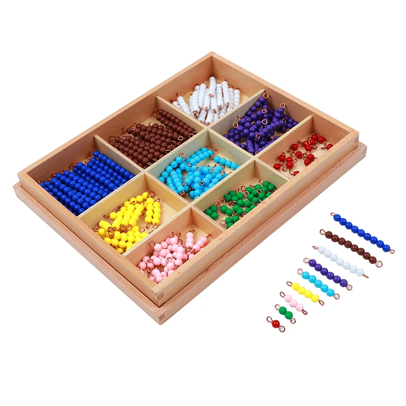  Montessori Kids Toy Baby Wood Nine GridsChecker Board Beads Box Learning Educational Preschool Trai