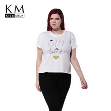 Kissmilk Плюс Размер Женская Повседневная футболка письмо напечатано свободно топы короткие Женская одежда Твердые Большие размеры 3XL-6XL