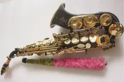Черный Кривая саксофон Bb создан OEM SElMER Золотые ключи сопрано sax музыкальный инструмент саксофон совершенное качество звука для детей