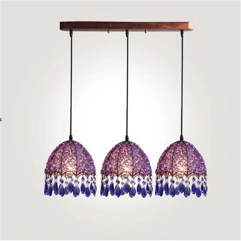 

Modern Mediterranean Sea Bohemia Exotic Blue Crystal Acryl Led E27 Pendant Light For Restaurant Bar Balcony 1/3 Heads 2170