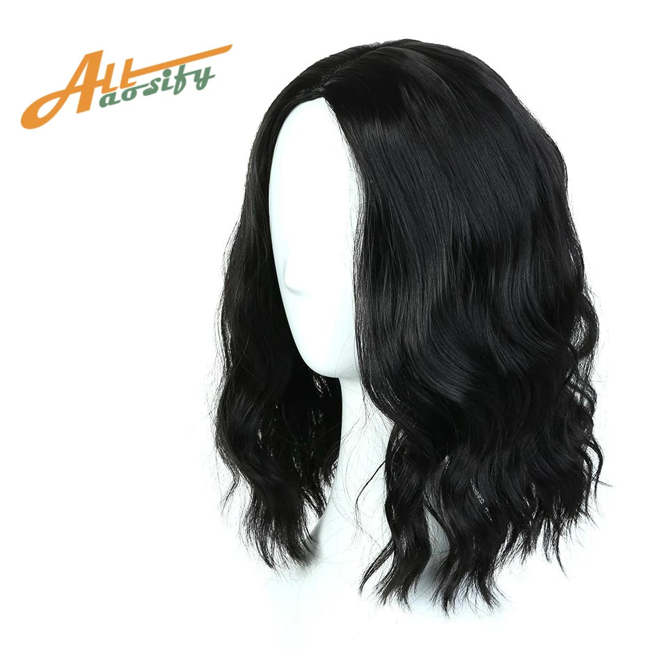 

Allaosify 14inch Afro Women Kinky Straight Short Wigs Black Cosplay Synthetic Hair Heat Resistant