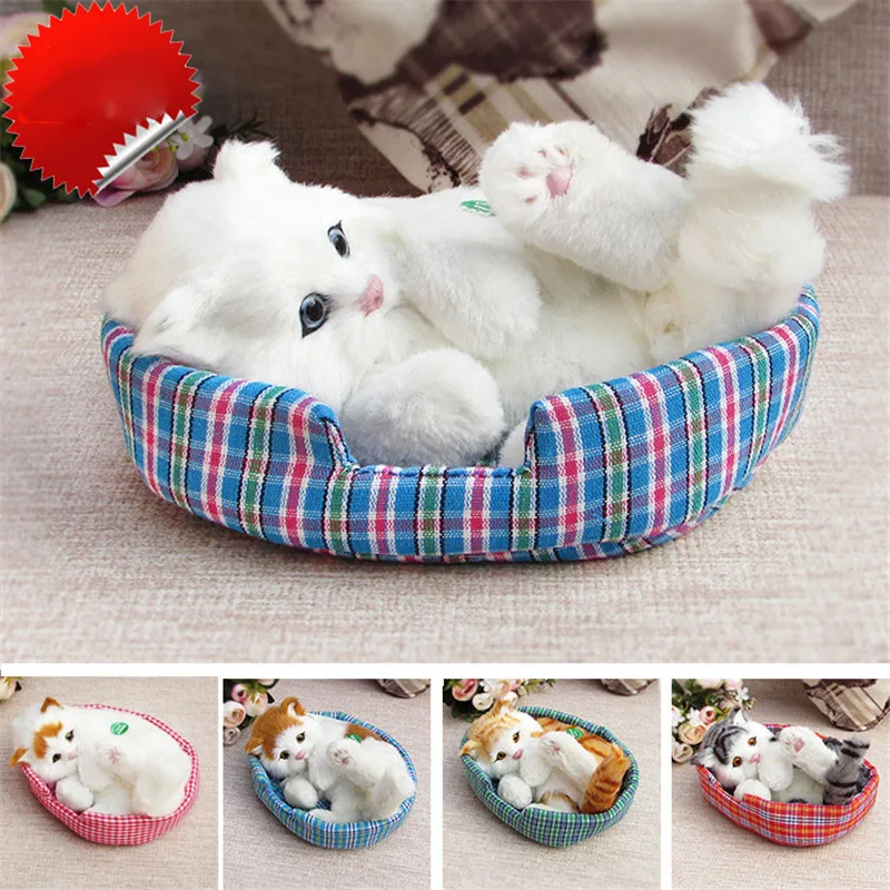 Goedkoop Simulatie kat knuffels poppen kawaii katten klinkende Speelgoed dieren voor kinderen kids creatieve cadeaus home auto decoratie nieuwe