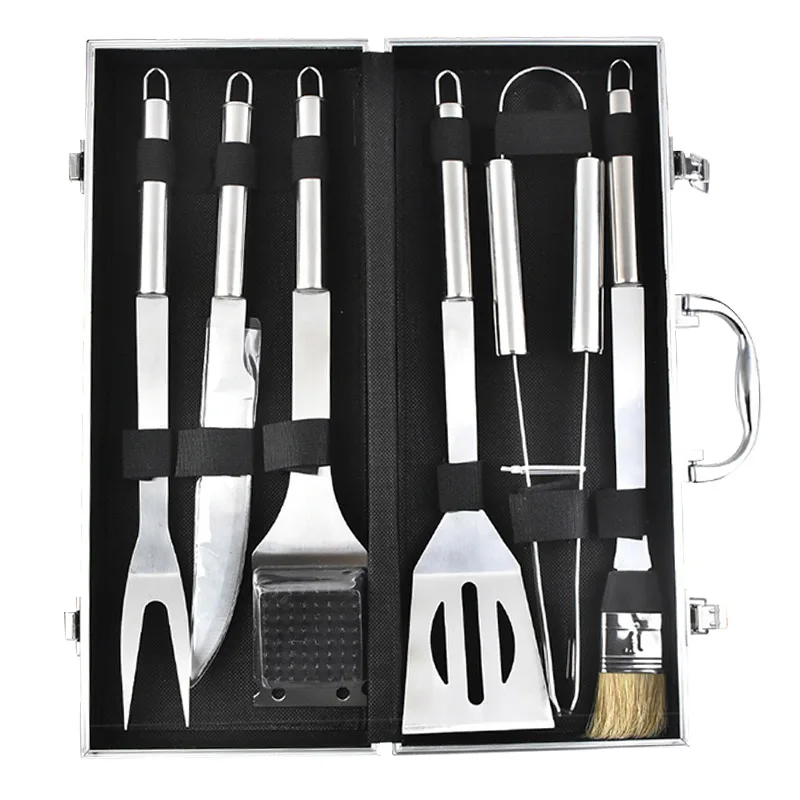 

6pcs Stainless Steel BBQ Tool Set Barbecue Cooking Tools Kit with Case