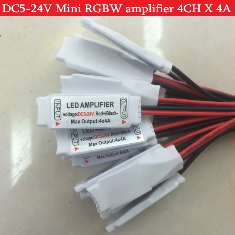 5pin Mini Led Amplifier Controller DC5-24V 4CH x 4A for RGB RGBW RGBWW RGBCW RGB+CCT Led Strip Light Signal Repeater Accessories