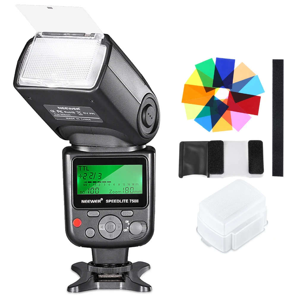 Neewer 750II TTL Speedlite Flash Kit with Hard Diffuser 12 Color