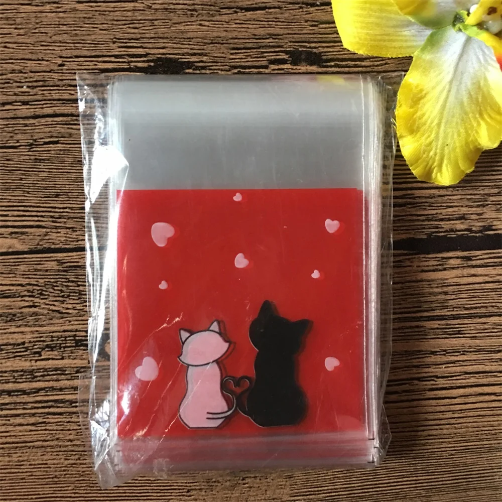 45 50/100 шт. 7*7 см с рисунком "Кролик", "Медвежонок" Cat для конфет и печенья Пластик сумки Свадебные сумка для подарков мешок упаковывая мешок сувениры для вечеринки ко дню рождения - Цвет: 45