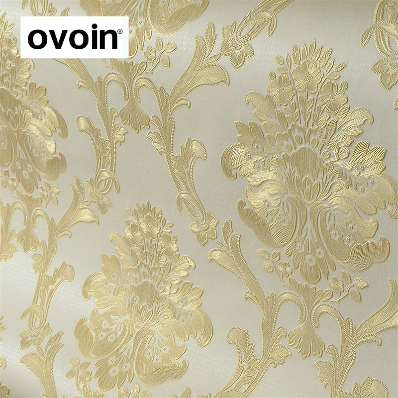 Classic Luxury Gold and White Damask Wallpaper Textured ...