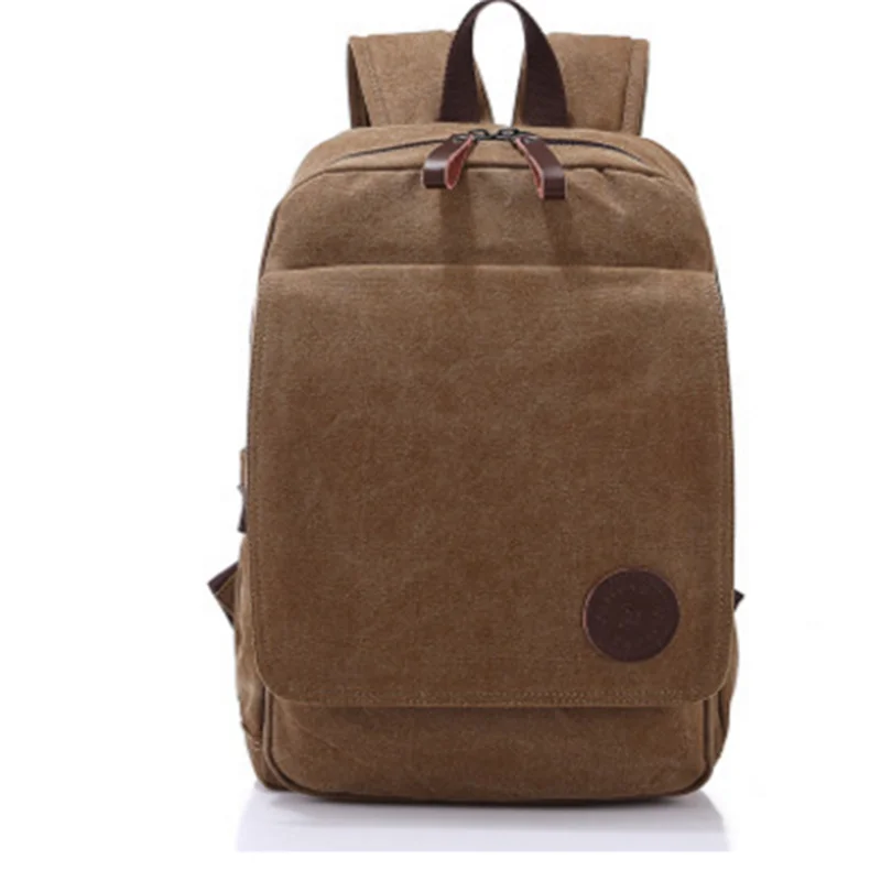

Fashion Double Shoulder Bag Men's Leisure Backpack Khaki Canvas Student Computer Bag Outside Big Capacity Travel Bags