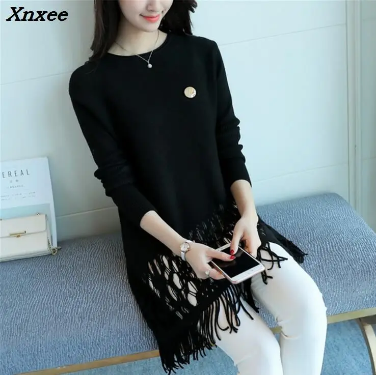 2018 Women Sweaters and pullovers Christmas Sweaters Pull Femme Loose Jumpers Mujer Oversized Sweater Korean Pull femme Xnxee
