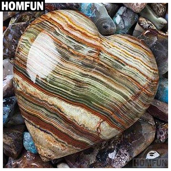 

HOMFUN 5D DIY Diamond Embroidery Full Display "stone heart love" Diamond Painting Square/Round Rhinestones Decor Art A00747