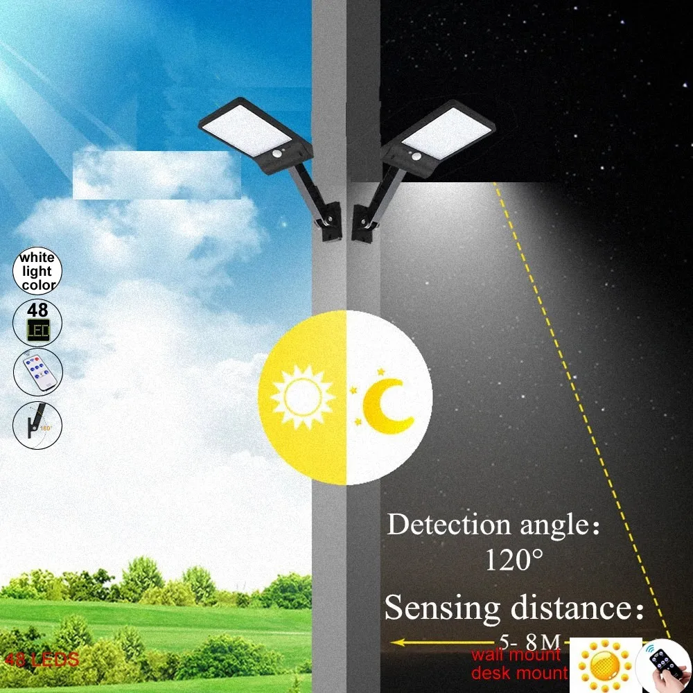 48 светодиодный солнечный светильник s Открытый водонепроницаемый датчик для ограды лампа пейзаж светильник садовый пост крышка Pa