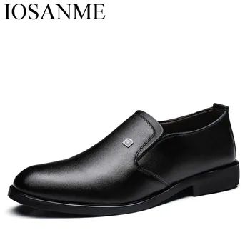 

italian formal leather men shoes 2018 slip on business work moccasins flats male pointed toe elegant dress oxford shoes for men