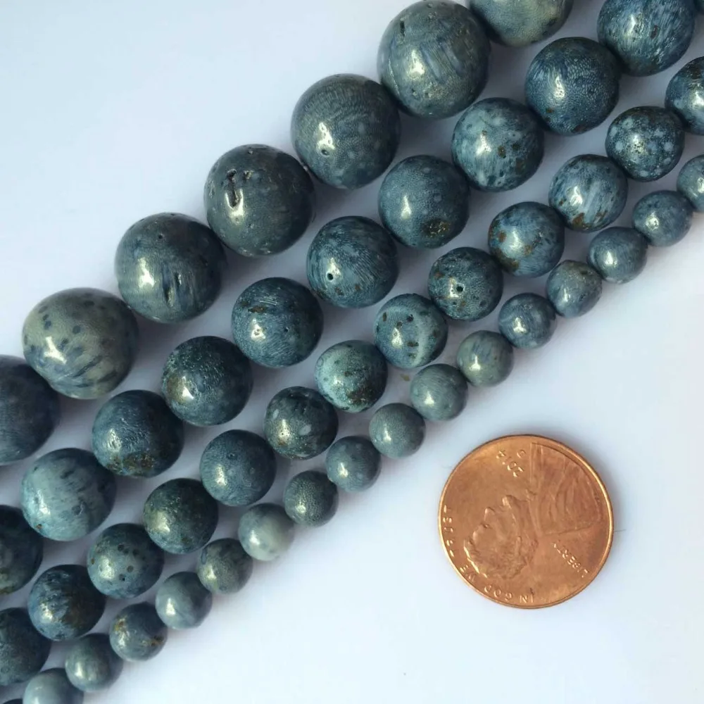 Coral12/10/8/6mm Natural Blue Coral Gem Stone Jewelry Beads For