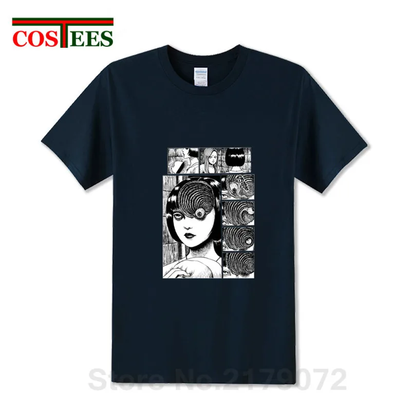 Uzumaki/Хлопковые футболки для мужчин Junji Ito футболка с ужасом и мангой мужская