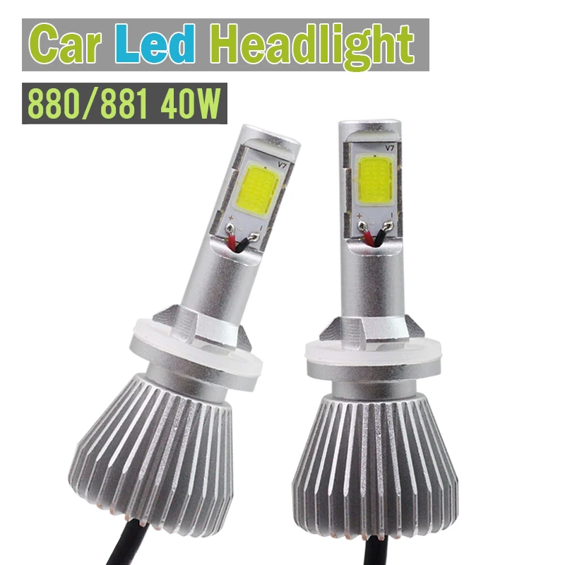 

880 881 40W 4000LM LED Bulb White COB 1 Pair Car Headlight Low Beam Fog Lamp Daytime Running Light DRL