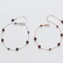 1 шт. настоящие. 925 пробы серебряные ювелирные изделия натуральный красный гранат камень и бусины браслет цепочка Регулируемый GTLS528