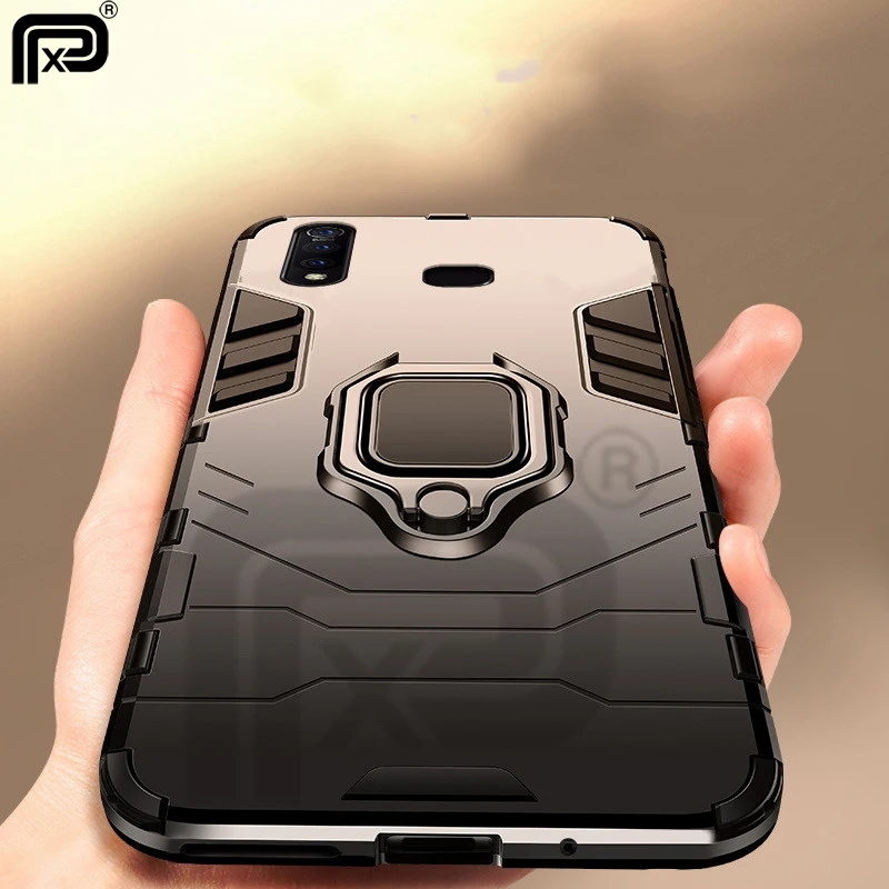 

For VIVO Z5X Case Ring Holder Armor Bumper Hard PC Back Cover For VIVO Z1 Pro Case Finger Ring Soft TPU Frame Shockproof Fundas